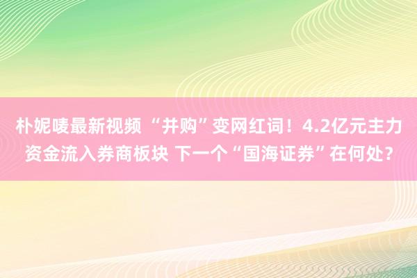 朴妮唛最新视频 “并购”变网红词！4.2亿元主力资金流入券商板块 下一个“国海证券”在何处？