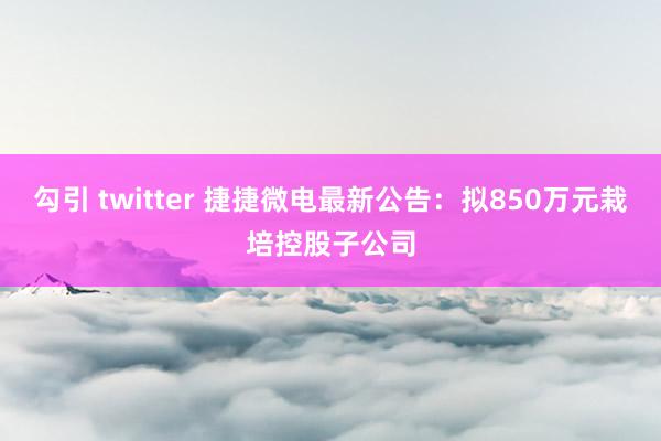 勾引 twitter 捷捷微电最新公告：拟850万元栽培控股子公司