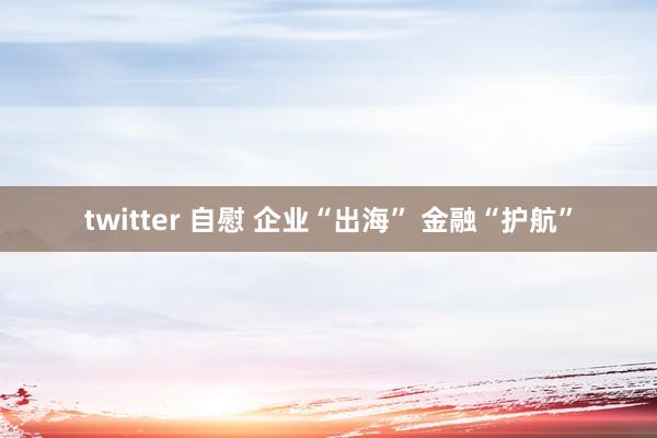 twitter 自慰 企业“出海” 金融“护航”