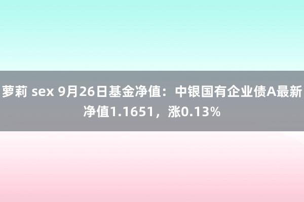 萝莉 sex 9月26日基金净值：中银国有企业债A最新净值1.1651，涨0.13%