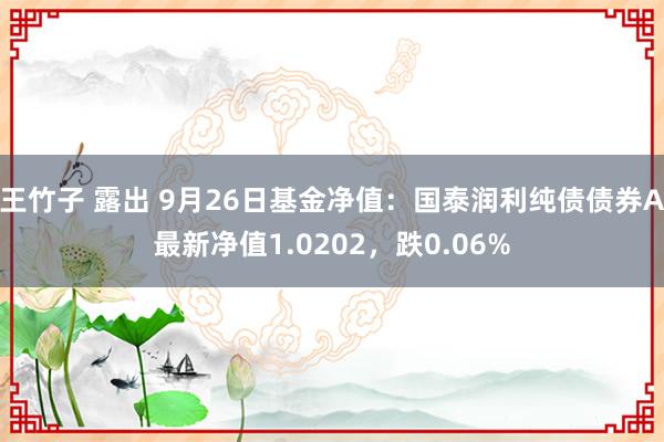 王竹子 露出 9月26日基金净值：国泰润利纯债债券A最新净值1.0202，跌0.06%