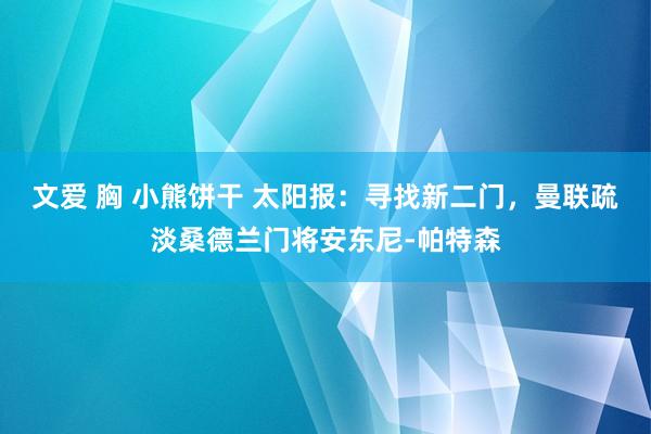 文爱 胸 小熊饼干 太阳报：寻找新二门，曼联疏淡桑德兰门将安东尼-帕特森