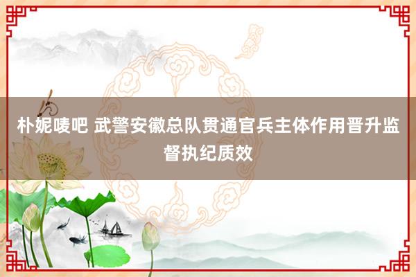 朴妮唛吧 武警安徽总队贯通官兵主体作用晋升监督执纪质效