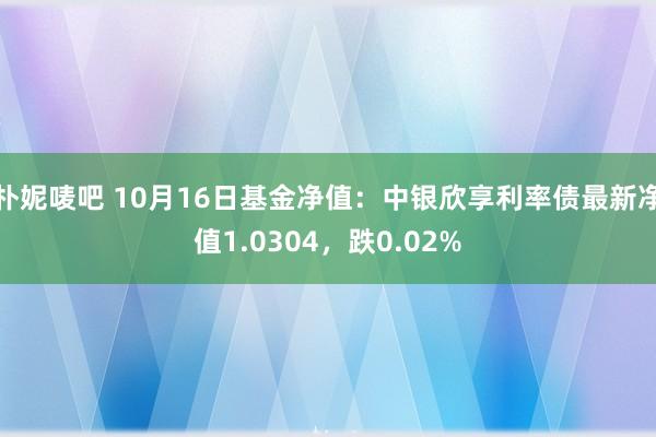 朴妮唛吧 10月16日基金净值：中银欣享利率债最新净值1.0304，跌0.02%