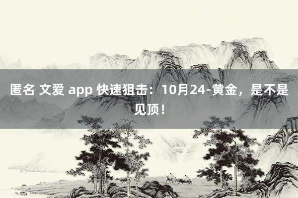 匿名 文爱 app 快速狙击：10月24-黄金，是不是见顶！