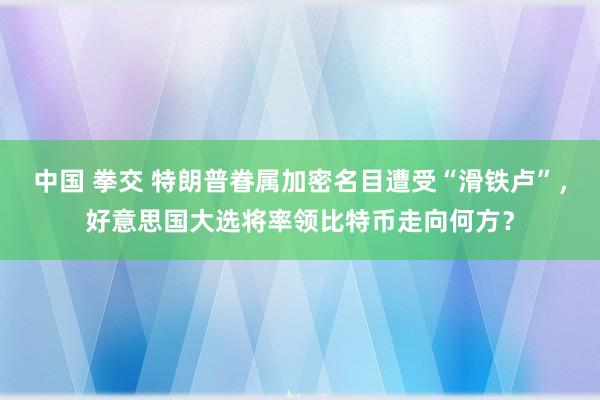 中国 拳交 特朗普眷属加密名目遭受“滑铁卢”，好意思国大选将率领比特币走向何方？