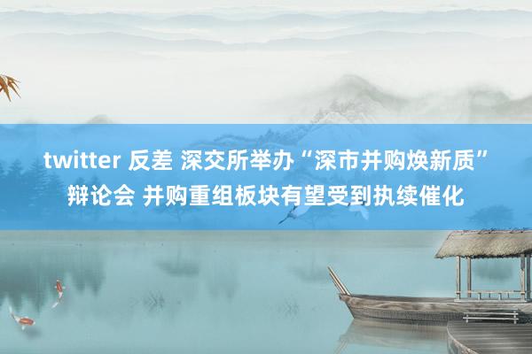 twitter 反差 深交所举办“深市并购焕新质”辩论会 并购重组板块有望受到执续催化