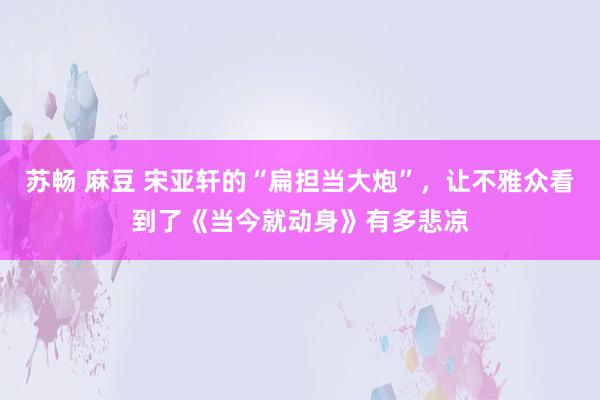 苏畅 麻豆 宋亚轩的“扁担当大炮”，让不雅众看到了《当今就动身》有多悲凉