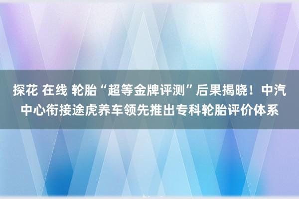 探花 在线 轮胎“超等金牌评测”后果揭晓！中汽中心衔接途虎养车领先推出专科轮胎评价体系