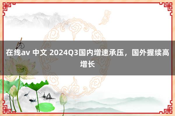 在线av 中文 2024Q3国内增速承压，国外握续高增长