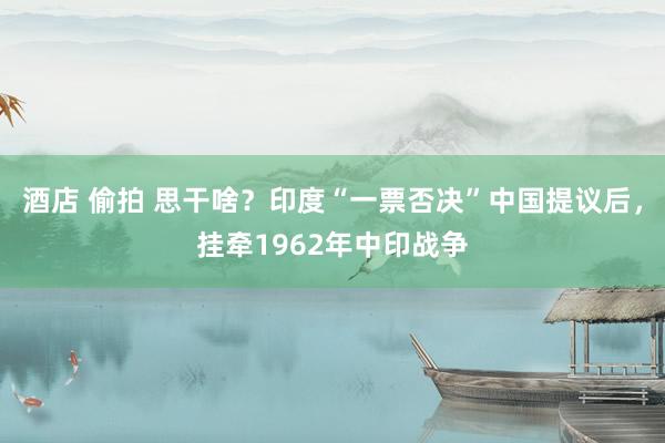 酒店 偷拍 思干啥？印度“一票否决”中国提议后，挂牵1962年中印战争