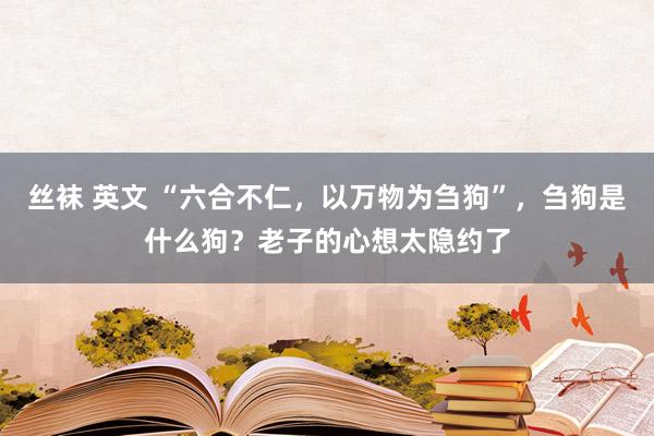 丝袜 英文 “六合不仁，以万物为刍狗”，刍狗是什么狗？老子的心想太隐约了