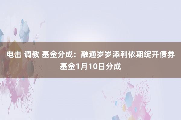 电击 调教 基金分成：融通岁岁添利依期绽开债券基金1月10日分成