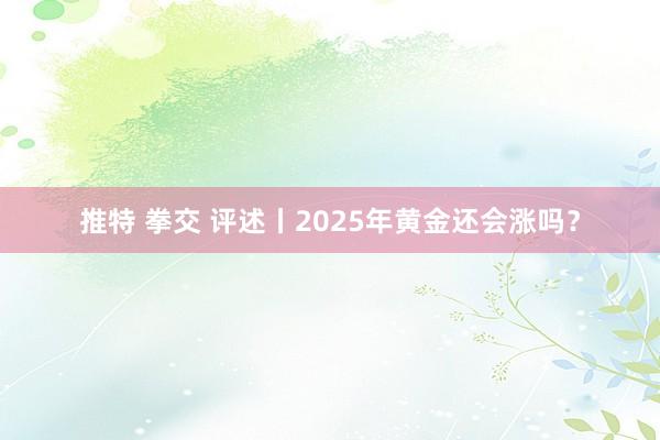 推特 拳交 评述丨2025年黄金还会涨吗？